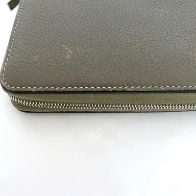 Pre-owned Celine Grayish Leather Long Wallet (bi-fold) ()