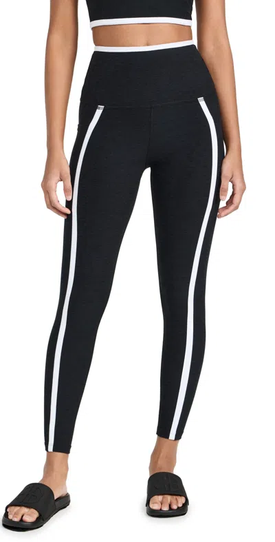 Beyond Yoga Spacedye New Moves High Waisted Midi Leggings Darkest Night/cloud White