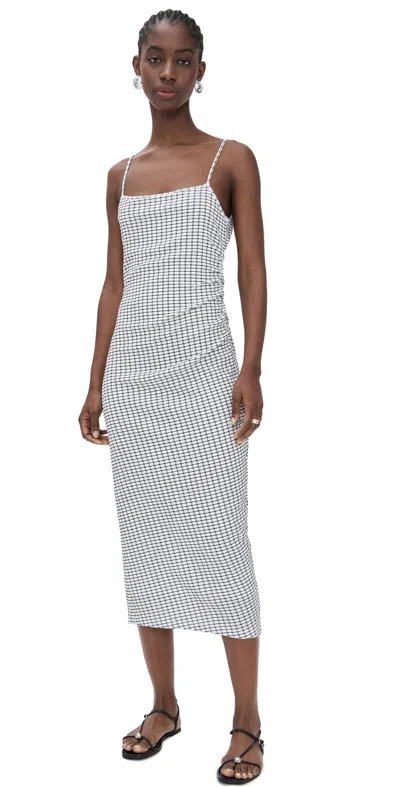 Vince Check Side-ruched Tank Dress