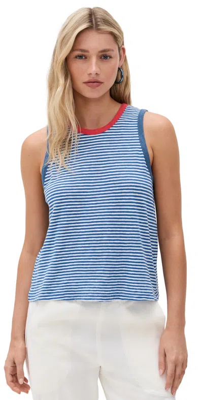 Clare V Camp Fit Tank Blue/cream Mini Stripe