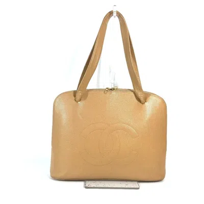 Pre-owned Chanel Beige Grained Calfskin Shoulder Bag Tote Bag ()
