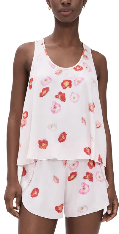 Lunya Washable Silk Tulip Back Set Lucid Poppy Large In White