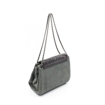 Pre-owned Chanel Black Blue Denim Leather Shoulder Bag ()