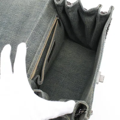 Pre-owned Chanel Black Blue Denim Leather Shoulder Bag ()