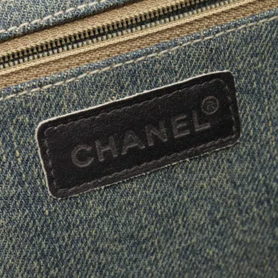 Pre-owned Chanel Black Blue Denim Leather Shoulder Bag ()
