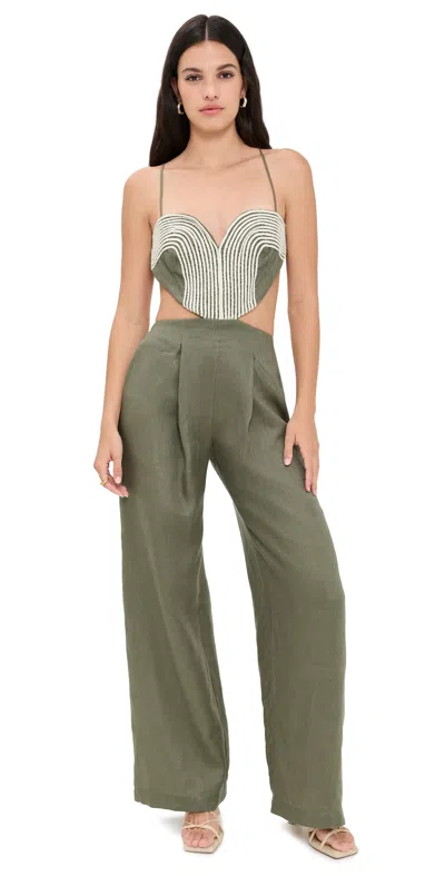 Andres Otalora Zinnia Jumpsuit Olive Green
