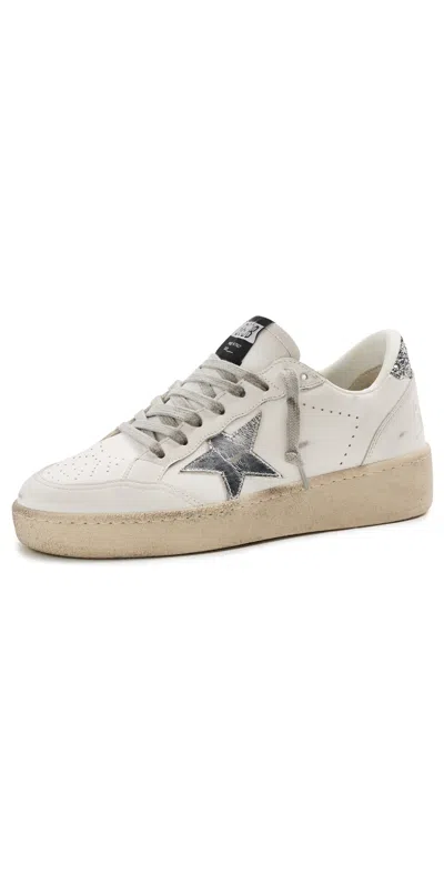 Golden Goose Ballstar 2 Leather Upper And Spur Laminated Star Glitter Heel Sneakers White/silver