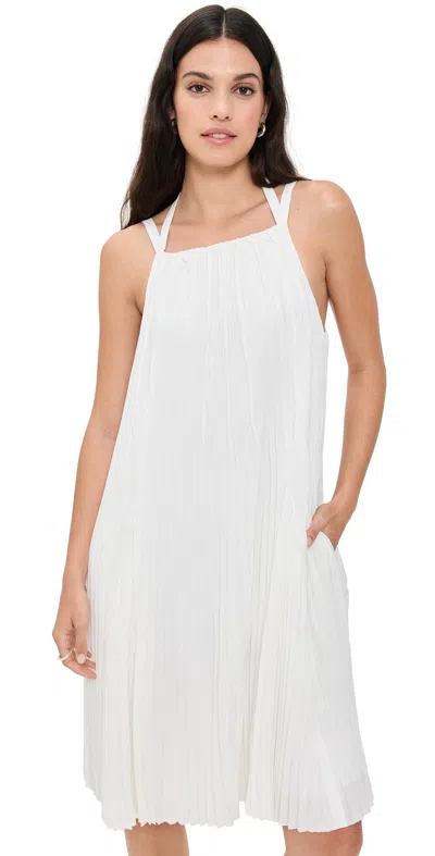 Vince Pleated A-line Halter Dress With Pockets In White