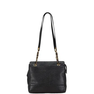 Pre-owned Chanel Black Grained Calfskin Shoulder Bag Tote Bag ()