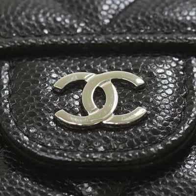 Pre-owned Chanel Black Grained Calfskin Wallet (tri-fold) ()