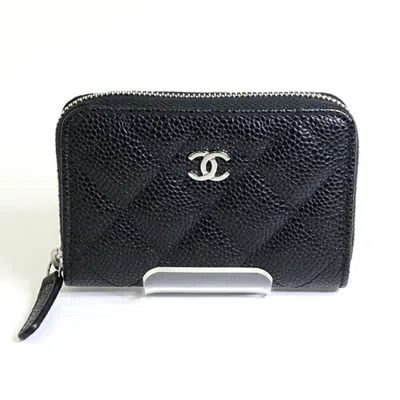 Pre-owned Chanel Black Leather Coin Purse/coin Case ()