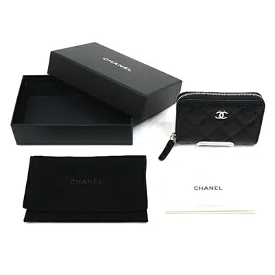 Pre-owned Chanel Black Leather Coin Purse/coin Case ()