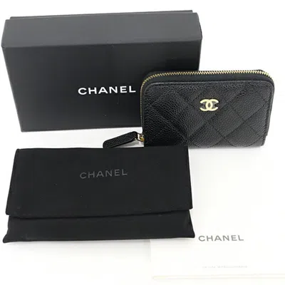 Pre-owned Chanel Black Leather Coin Purse/coin Case ()