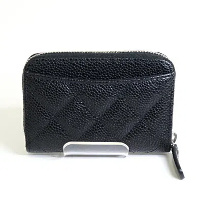 Pre-owned Chanel Black Leather Coin Purse/coin Case ()