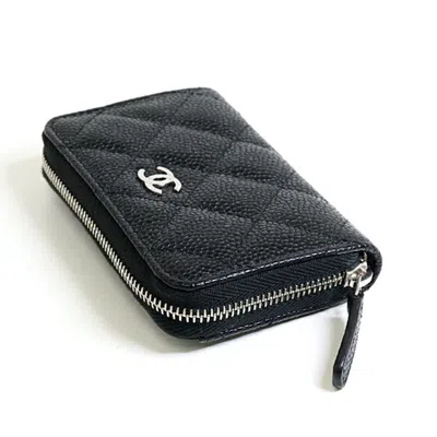 Pre-owned Chanel Black Leather Coin Purse/coin Case ()