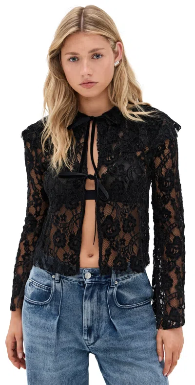 Alohas Tolpa Velvet Lace Wine Blouse Black