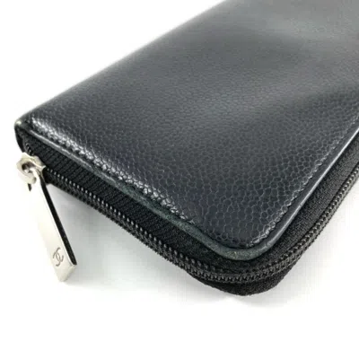 Pre-owned Chanel Black Leather Long Wallet (bi-fold) ()