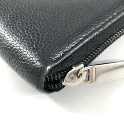 Pre-owned Chanel Black Leather Long Wallet (bi-fold) ()