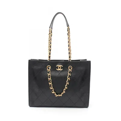 Pre-owned Chanel Black Leather Tote Bag ()