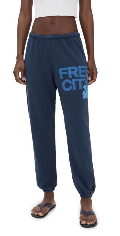 Freecity Free City Cotton Logo Sweatpants In Moonshroom Blues