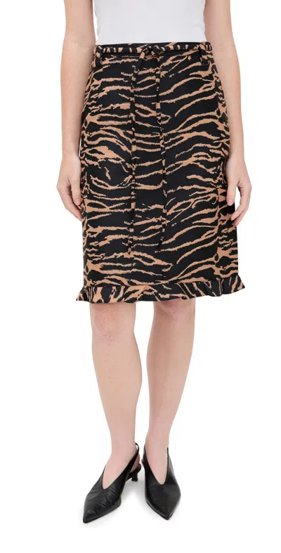 Baum Und Pferdgarten Smilla Tie-belt Zebra Knee-length Pencil Skirt In Black
