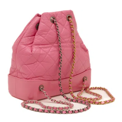 Pre-owned Chanel Gabriel Pink Leather Backpack ()