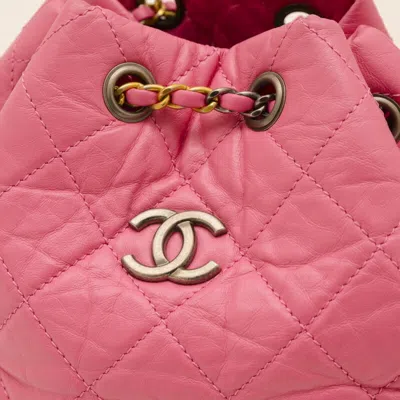 Pre-owned Chanel Gabriel Pink Leather Backpack ()