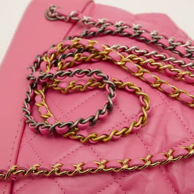 Pre-owned Chanel Gabriel Pink Leather Backpack ()
