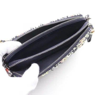 Pre-owned Chanel Multi-color Navy Fabric Leather Shoulder Bag ()