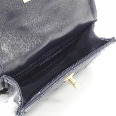 Pre-owned Chanel Navy Leather Clutch Bag Shoulder Bag ()
