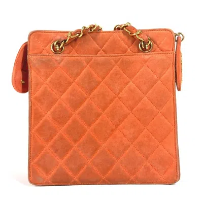 Pre-owned Chanel Orange Suede Handbag Shoulder Bag ()