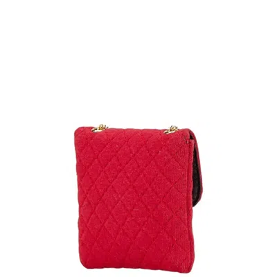 Pre-owned Chanel Red Color Cotton Shoulder Bag ()