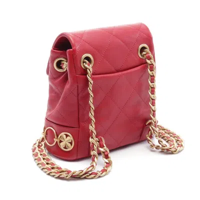Pre-owned Chanel Red Color Leather Backpack ()