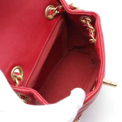 Pre-owned Chanel Red Color Leather Backpack ()