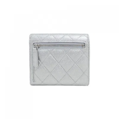 Pre-owned Chanel Silver Grained Calfskin Coin Purse/coin Case ()