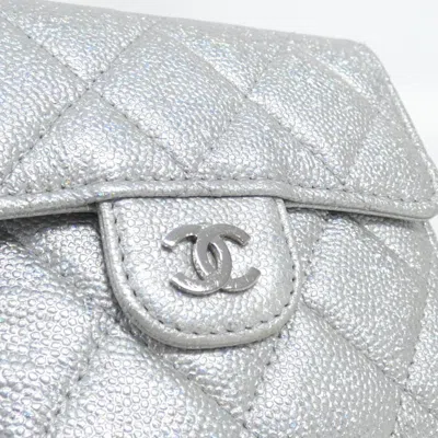 Pre-owned Chanel Silver Grained Calfskin Coin Purse/coin Case ()