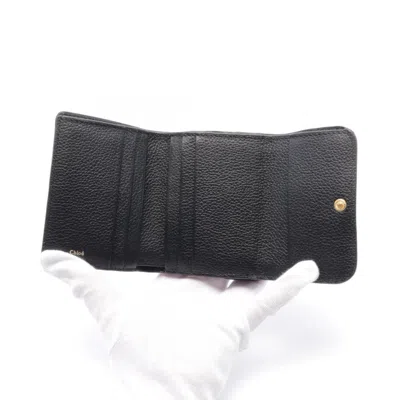 Pre-owned Chloé Black Leather Wallet (tri-fold) ()