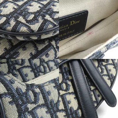 Pre-owned Dior Christian  Navy Canvas Handbag Saddle Bag ()