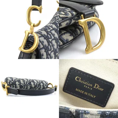Pre-owned Dior Christian  Navy Canvas Handbag Saddle Bag ()