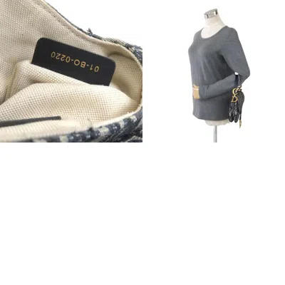 Pre-owned Dior Christian  Navy Canvas Handbag Saddle Bag ()