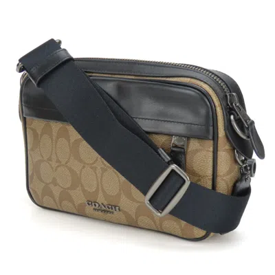 Pre-owned Coach Black Brown Leather Pvc Shoulder Bag ()