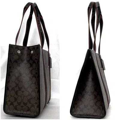 Pre-owned Coach Black Brown Pvc Leather Tote Bag ()