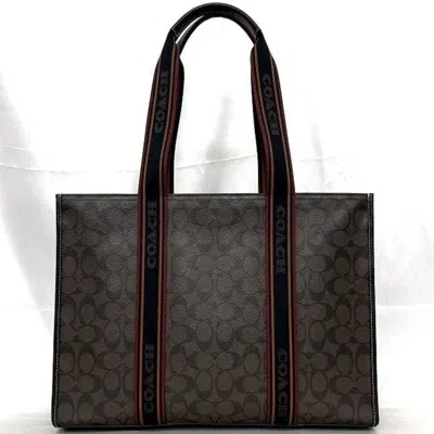 Pre-owned Coach Black Brown Pvc Leather Tote Bag ()