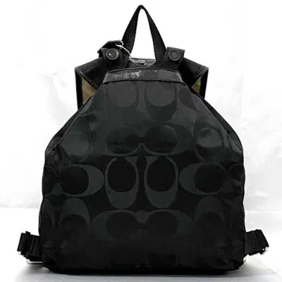 Pre-owned Coach Black Canvas Leather Backpack ()