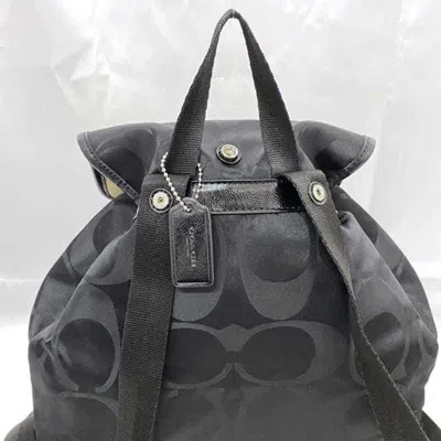 Pre-owned Coach Black Canvas Leather Backpack ()