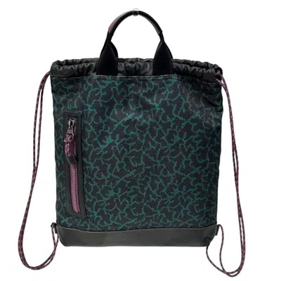 Pre-owned Coach Black Green Multi-color Canvas Leather Tote Bag ()