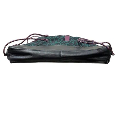 Pre-owned Coach Black Green Multi-color Canvas Leather Tote Bag ()