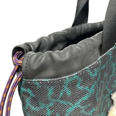 Pre-owned Coach Black Green Multi-color Canvas Leather Tote Bag ()