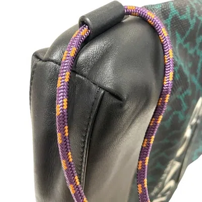Pre-owned Coach Black Green Multi-color Canvas Leather Tote Bag ()