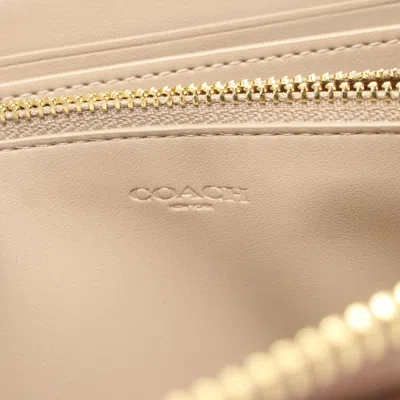 Pre-owned Coach Brown Gold Coated Canvas Leather Long Wallet (bi-fold) ()